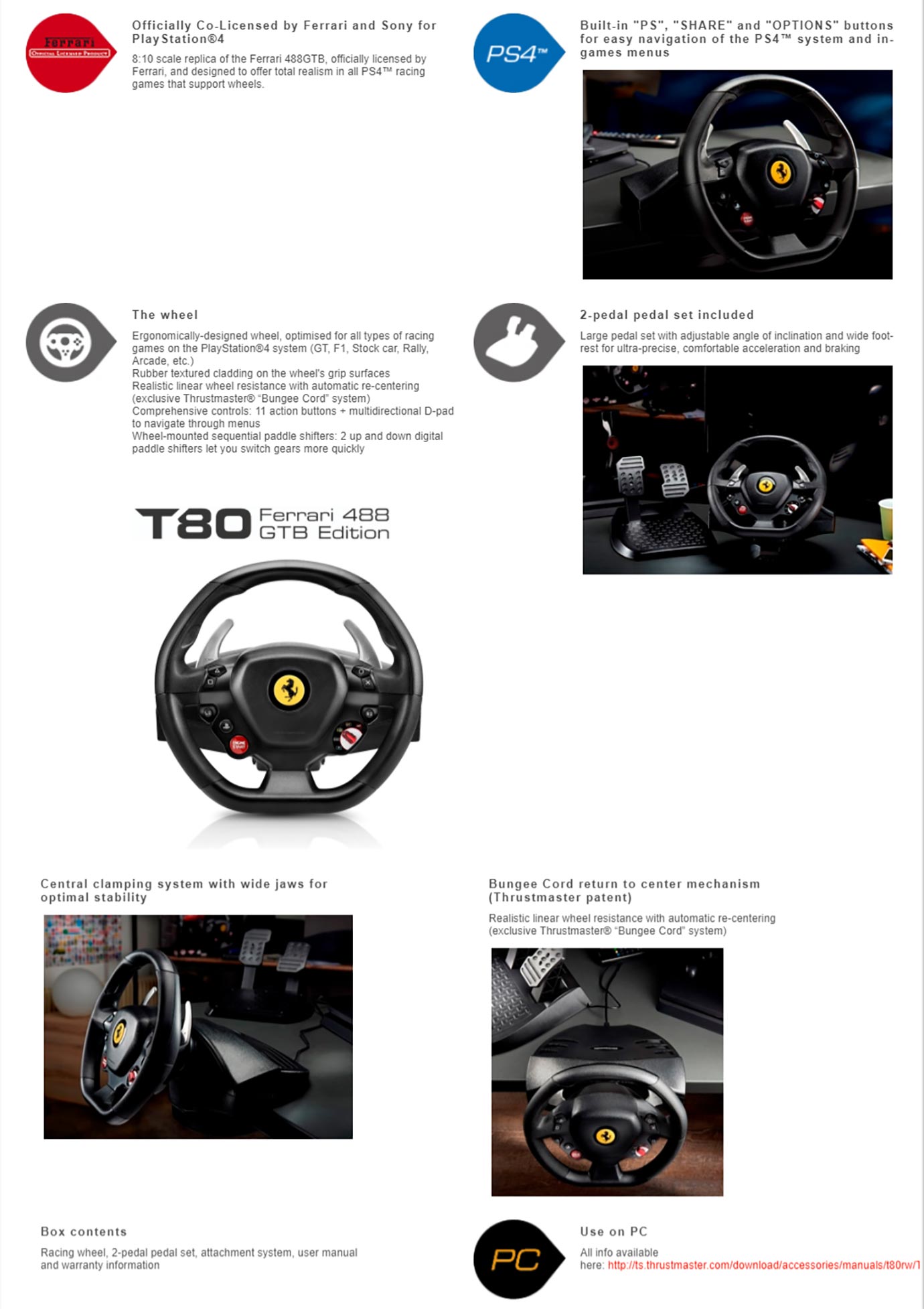 t80 ferrari 488 gtb edition racing wheel for playstation 4