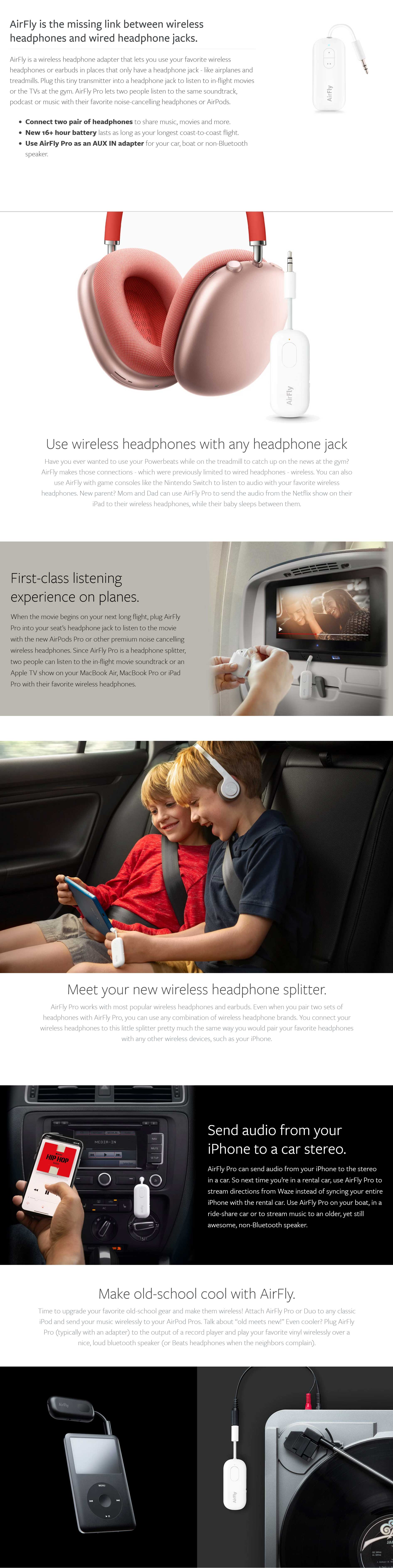 Twelve South AirFly Pro Wireless Audio Headphone Adapter - White